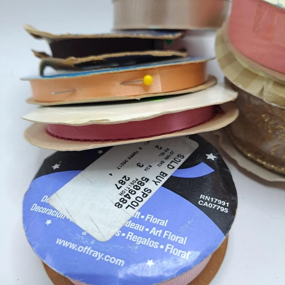 Vintage Ribbon Lot 10 Rolls 1lb 12oz Satin Grosgrain Lace‎ Craft Supply Destash
